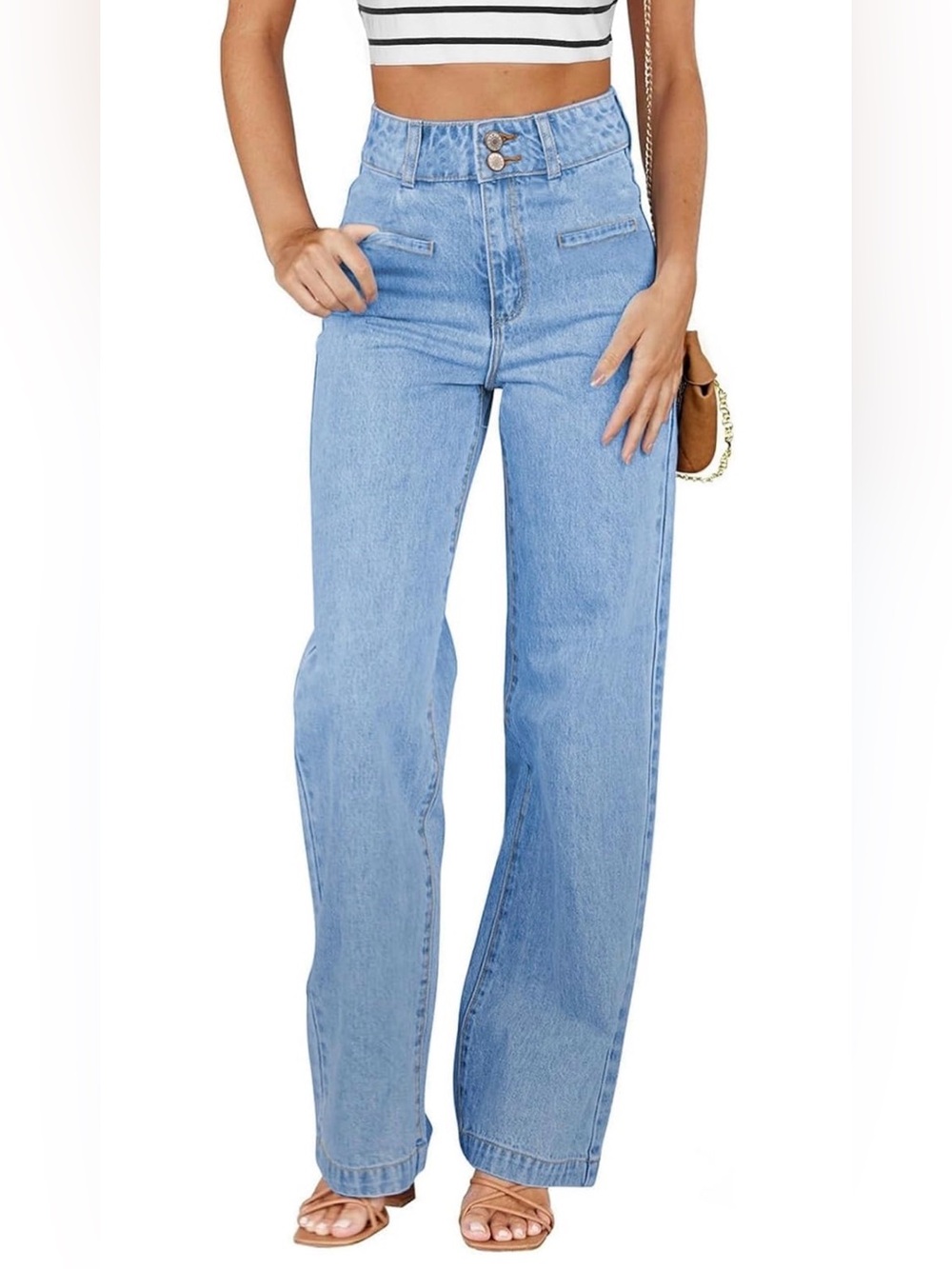 Sidefeel Jeans 16 High Waisted Straight Wide Leg Light Wash Dual Button NWOT